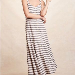 Anthropologie linen striped maxi dress size 4